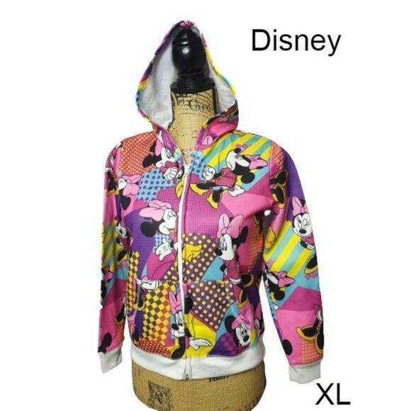 Disney Girls' Minnie Mouse Jacket Hooded Full Zip Lightweight XL - Picture 1 of 8